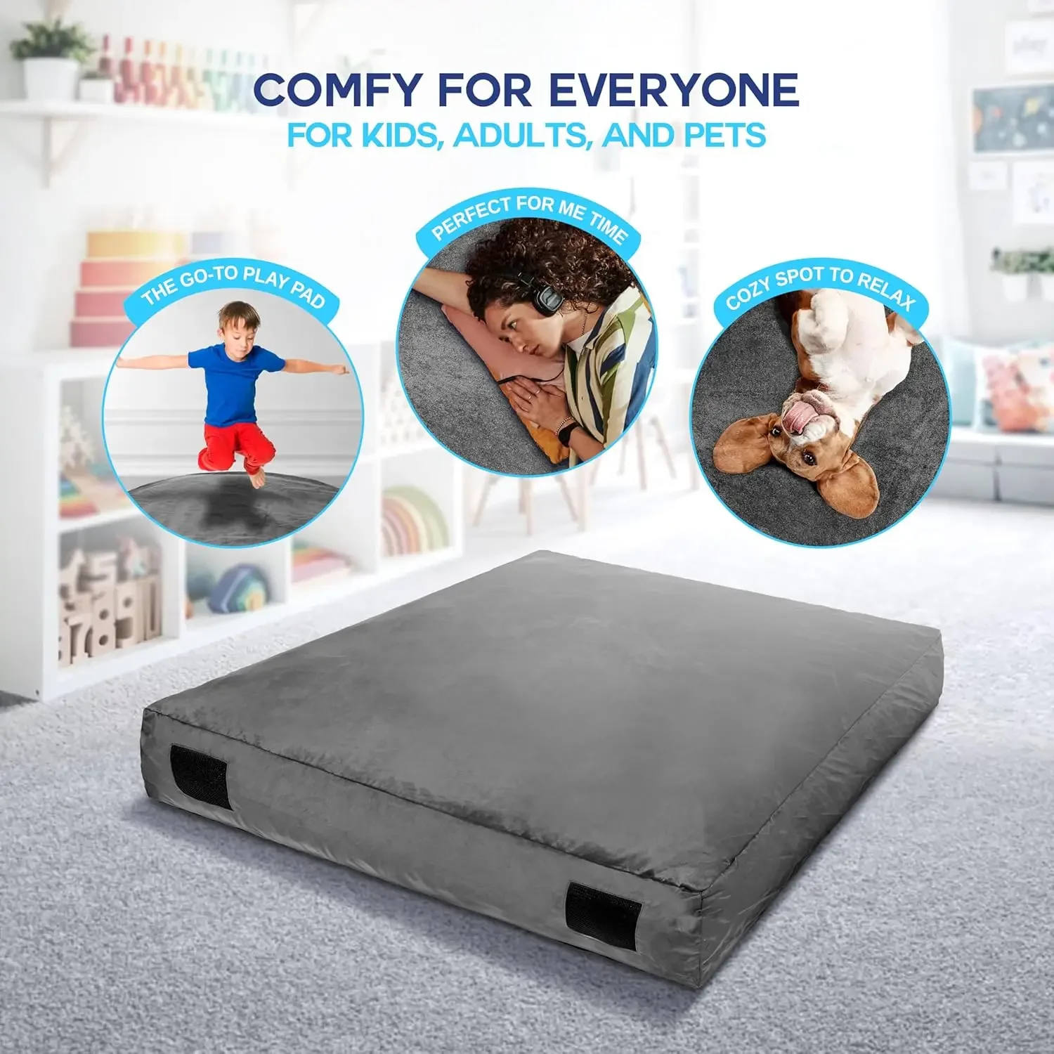 Z_4 x 6 Ft Crash Pad – Soft Velvet Cover Sensory Crash Pad for Kids with Durable Shock-Absorbing Foam, Machine Washable Cover,