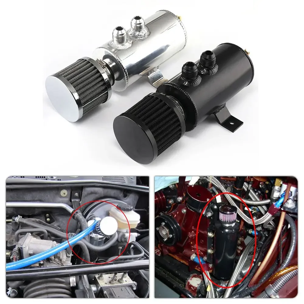Univeral Aluminium Alloy AN10 750ml Oil Catch Can Exhaust Reservoir Tank with Breather Filter Baffled Kit Fuel Tank OCC-1011