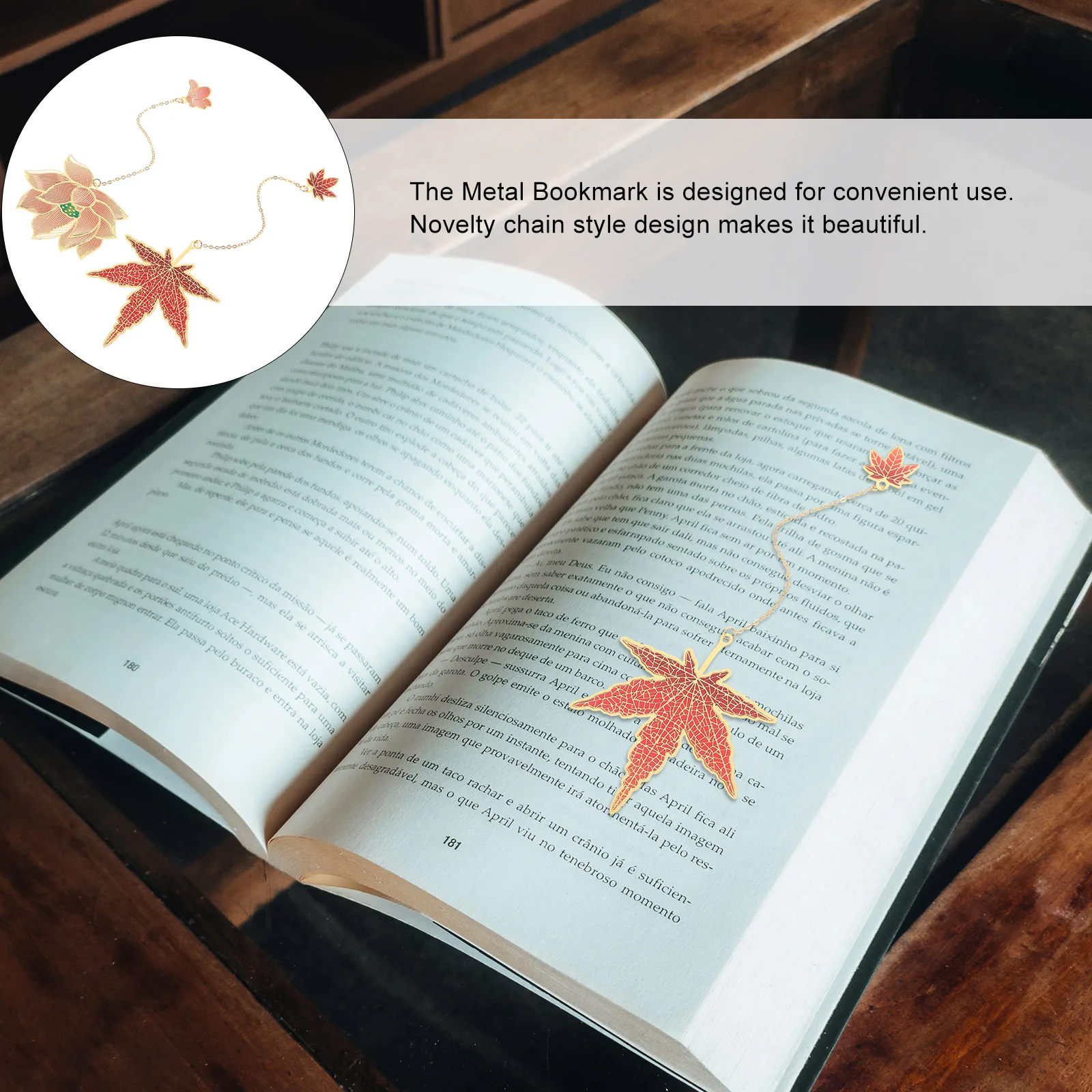 

2 Pcs Retro Bookmark Page Markers Chain Metal Leaf Bookmarks for Women The Flowers