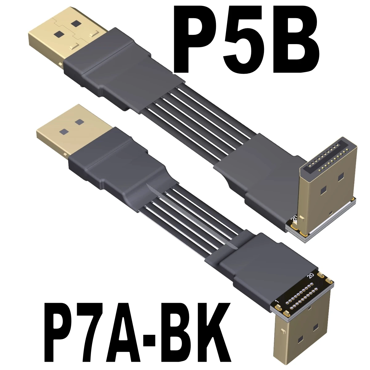 Kabel przedłużający DP 2.1 męski-męski DisplayPort DP2.1 DR/DSC z złączem kątowym, płaski, ultracienki, miękki adapter do karty graficznej GPU. — zdjęcie produktu 6