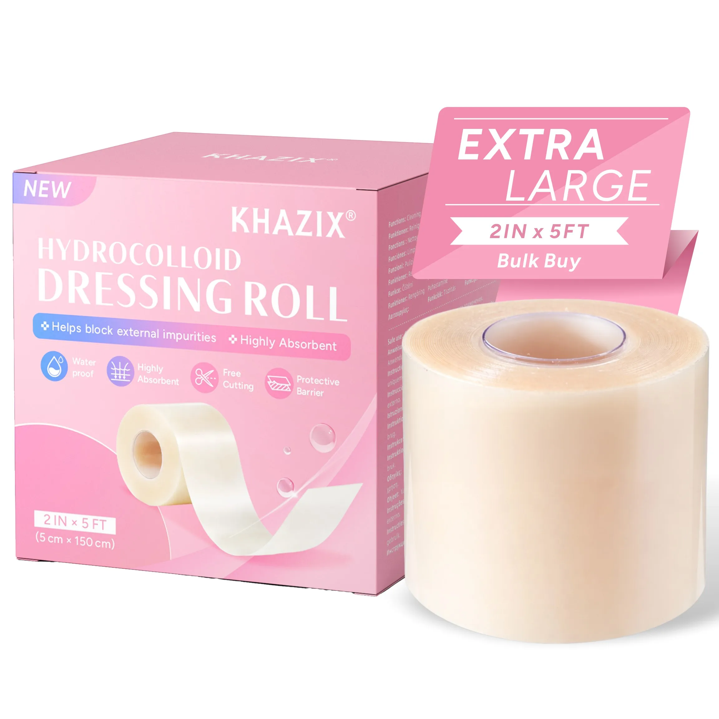 Hydrocolloid wound dressing, skin patch rolls & anti-blister foot pads. Non-stick to wounds, high absorbency, freely cuttable,