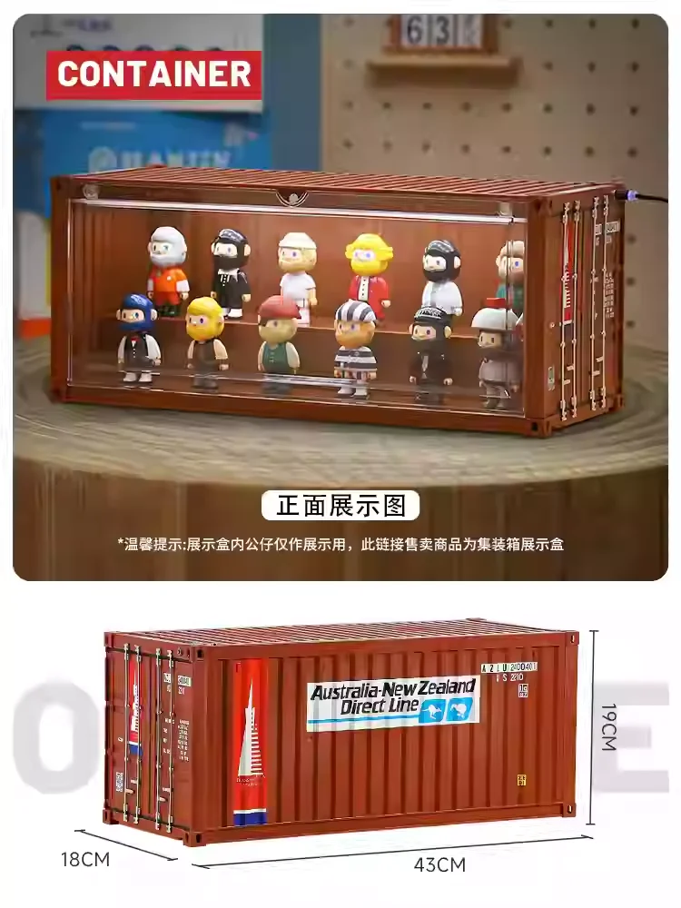 

20-футовый радиоуправляемый контейнер для хранения, слепая пылезащитная коробка, прозрачная со светодиодной подсветкой, витрина, Pop-Mart, игрушечная фигурка, кукла ручной работы