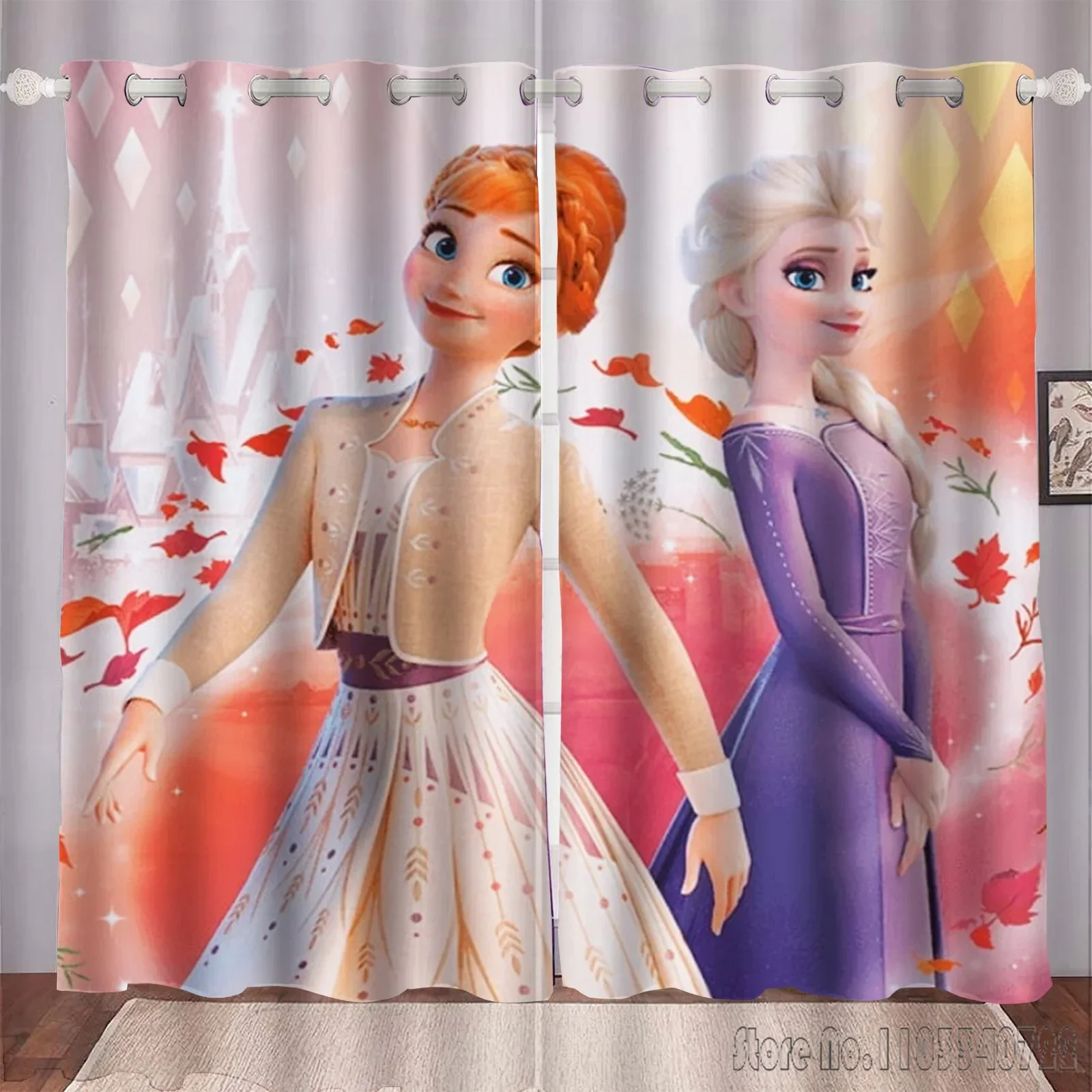 Disney Frozen Cartoon Elsa Princess Window Curtain 3D Print Blackout Curtains Living Room Bedroom Decor Kids Gift