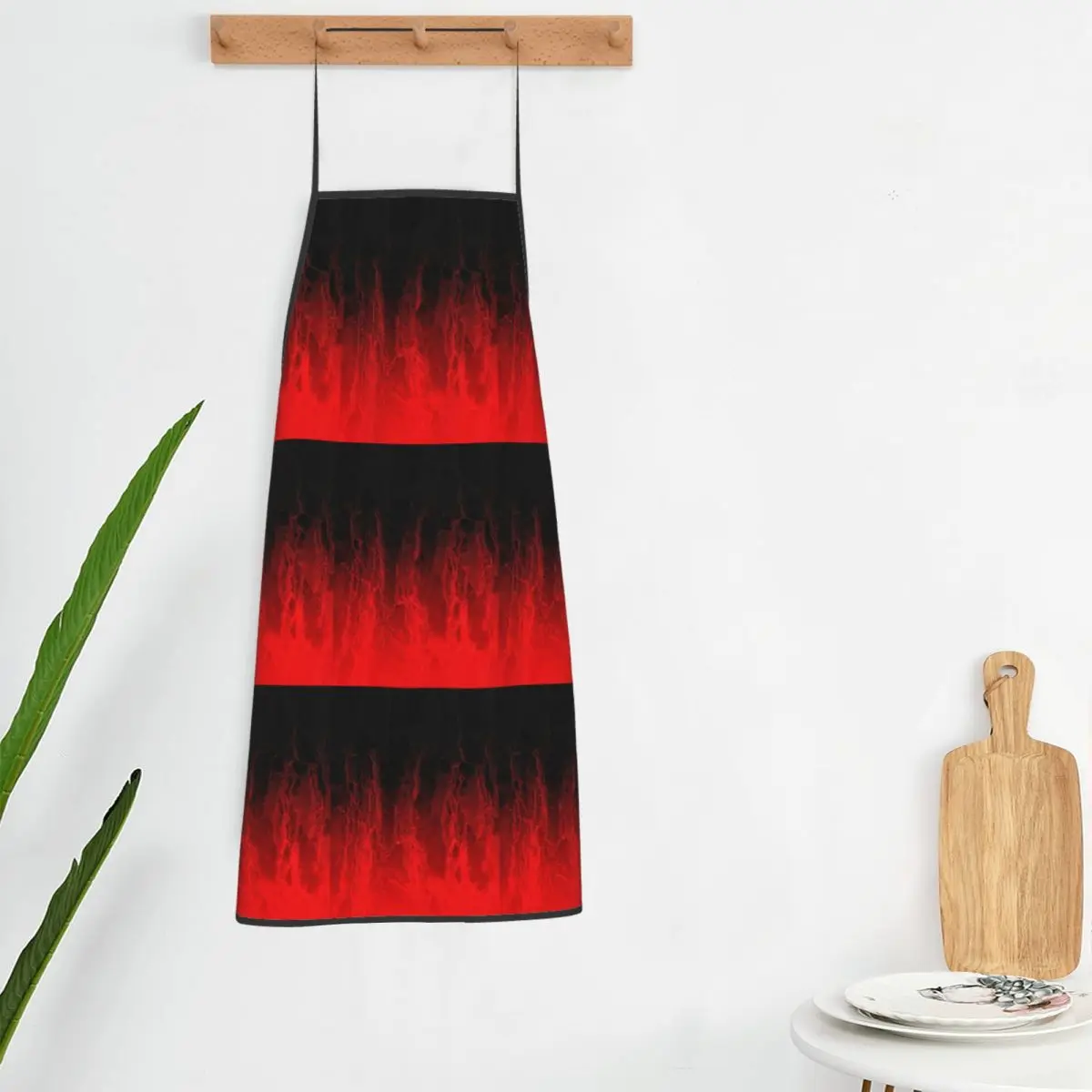 Red Fire Flame Aprons Chef Cooking Tablier Sleeveless Bib Kitchen Cleaning Pinafore for Women Men Painting