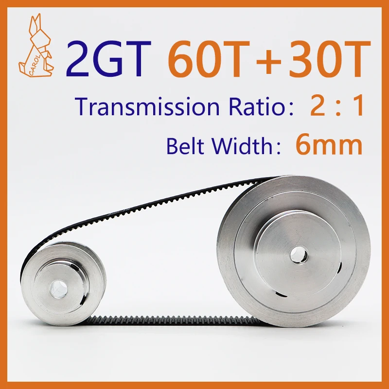 

60Teeth 30Teeth 2GT Pulleys Set Belt Width 6mm Reduction 2:1 60T Belt Pulley 30T Pulley Synchronous Wheel GT2 Timing Pulley Set