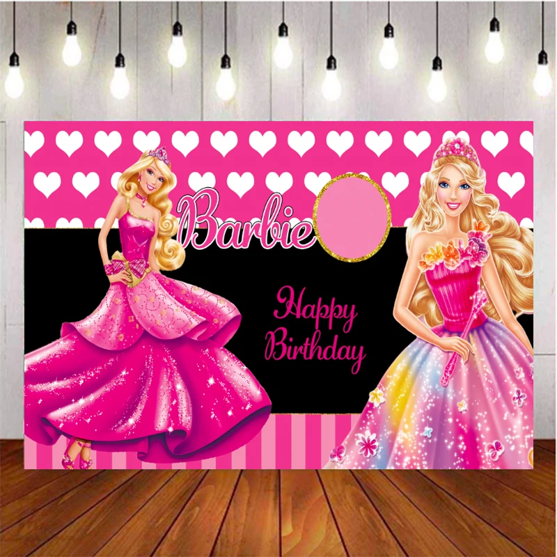 

Disney Winky Princess Barbie Poster Photography Background Backdrop Girl Birthday Party Decoration Photo Studio Banner Customize