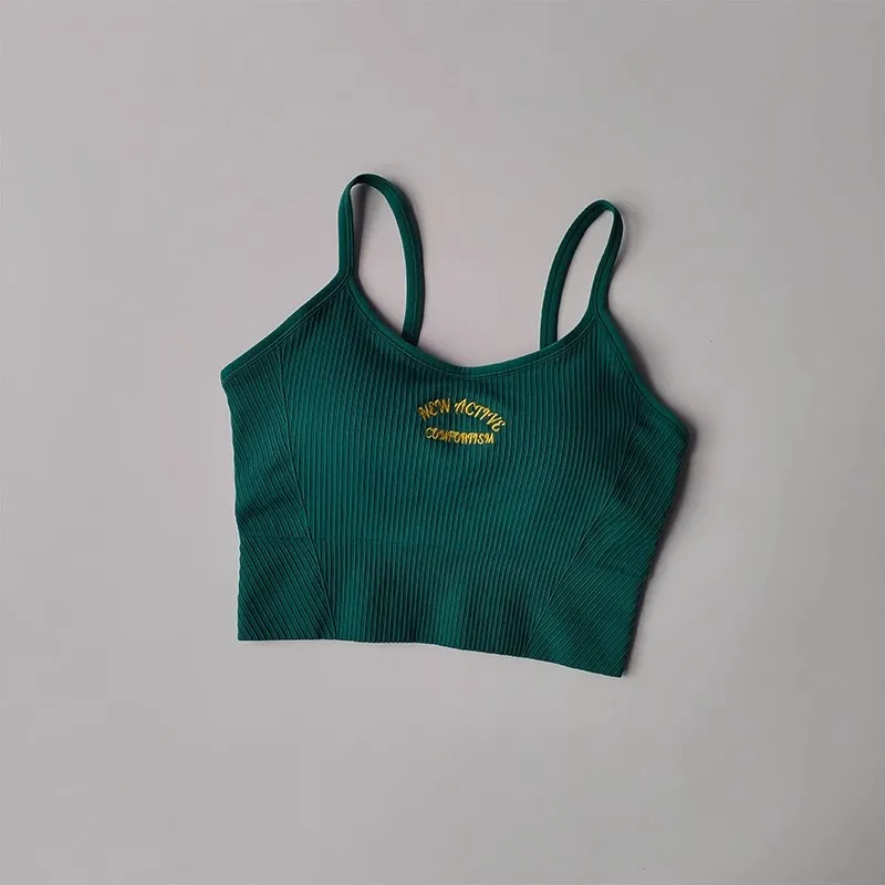 Damen-Yoga-Sport-BH mit festem Körbchen und kontrastierendem, kleinem Straps-Lauf-Fitness-Beschleunigungs-Trainings-BH für Yoga – Detail 9