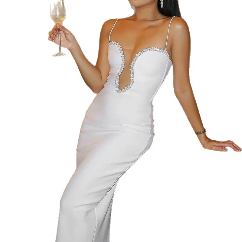 Inh Sequin Strapl Deep V Ne Gown Ele Bla Evening Dr High Waist a Line تنورة No Sve Thi نسيج البوليستر