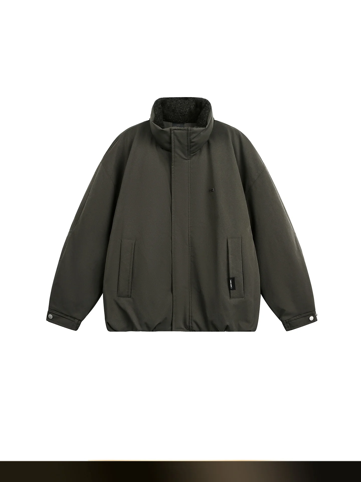 

Retro Japanese Style Pure Color Simple Stand Collar down Jacket Winter 90 Feather Warmth Anti-Cold Fleece Patchwork Coat