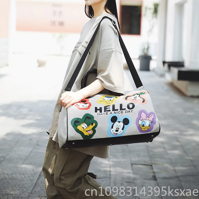 Disney Canvas Travel Bag for Woman Cute Mickey Mouse Large Capacity Duffle Bag Luxury Designer Handbag Portable Fashion Trend