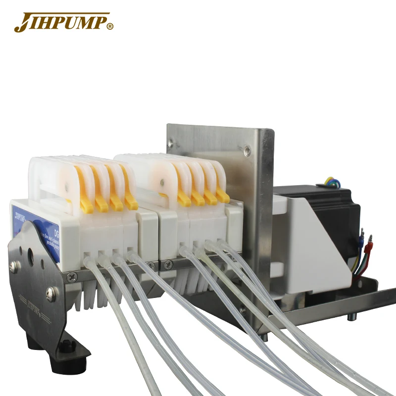 JIHPUMP Stepper Motor Multi Channel 12 Channels Peristaltic Pump 24V with 3mm BPT Silicone Tubing for Liquid Filling