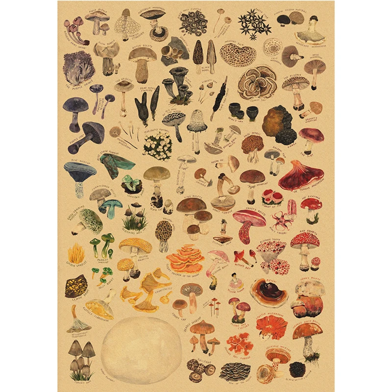 Abstract Marine Organisms Jellyfish Whale Squid Fishes Kraft Paper Posters Prints Wall Art Picture for Room Home Decor