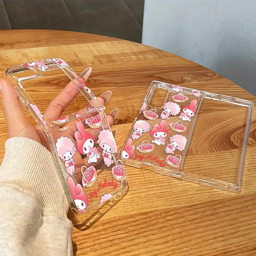 Sanrio My Melody Pink Case for Samsung Galaxy Z Fold 8 Ultra ZFold8Ultra Z Flip 6 5 4 3 Z Fold 7 6 5 4 3 Transparent Soft Phone