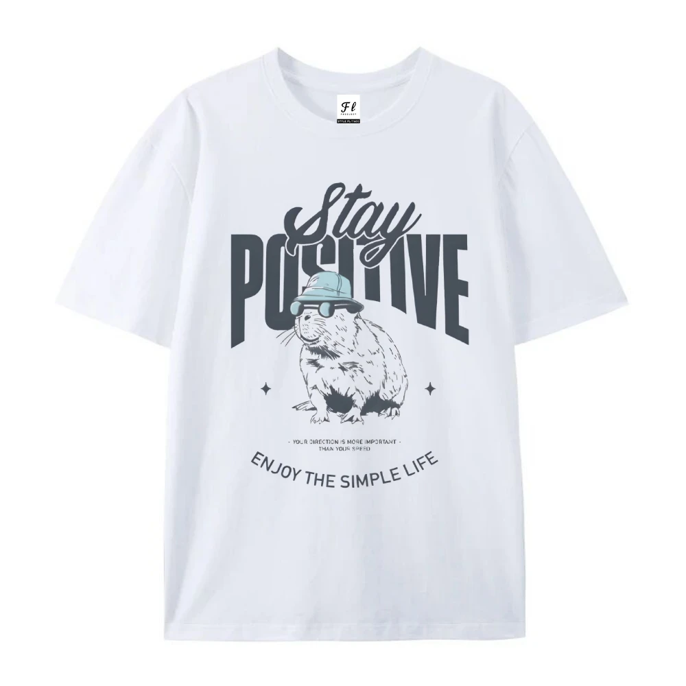 陽気なカピバラ柄Tシャツ、ピュアコットン素材、夏向け、カピバラ好きへのプレゼント、ヴィンテージ風、彼氏彼女へのギフト