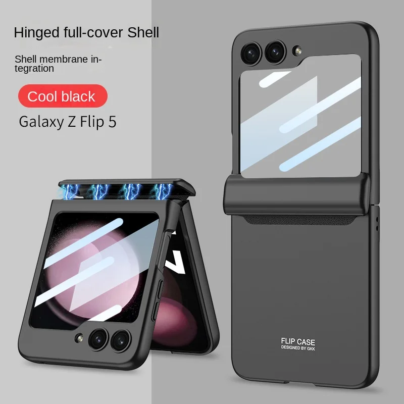For Samsung Z Flip5 Foldable Phone - Magnetic Integrated Shell and Film Protective Case, Anti-Damage All-Around