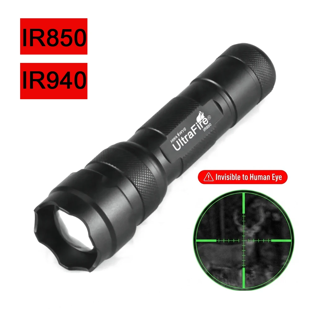 

UltraFire 502IR ИК Фонарь 850/940нм Инфракрасный Осветитель Ночного Видения Охота Невидимый Свет 18650