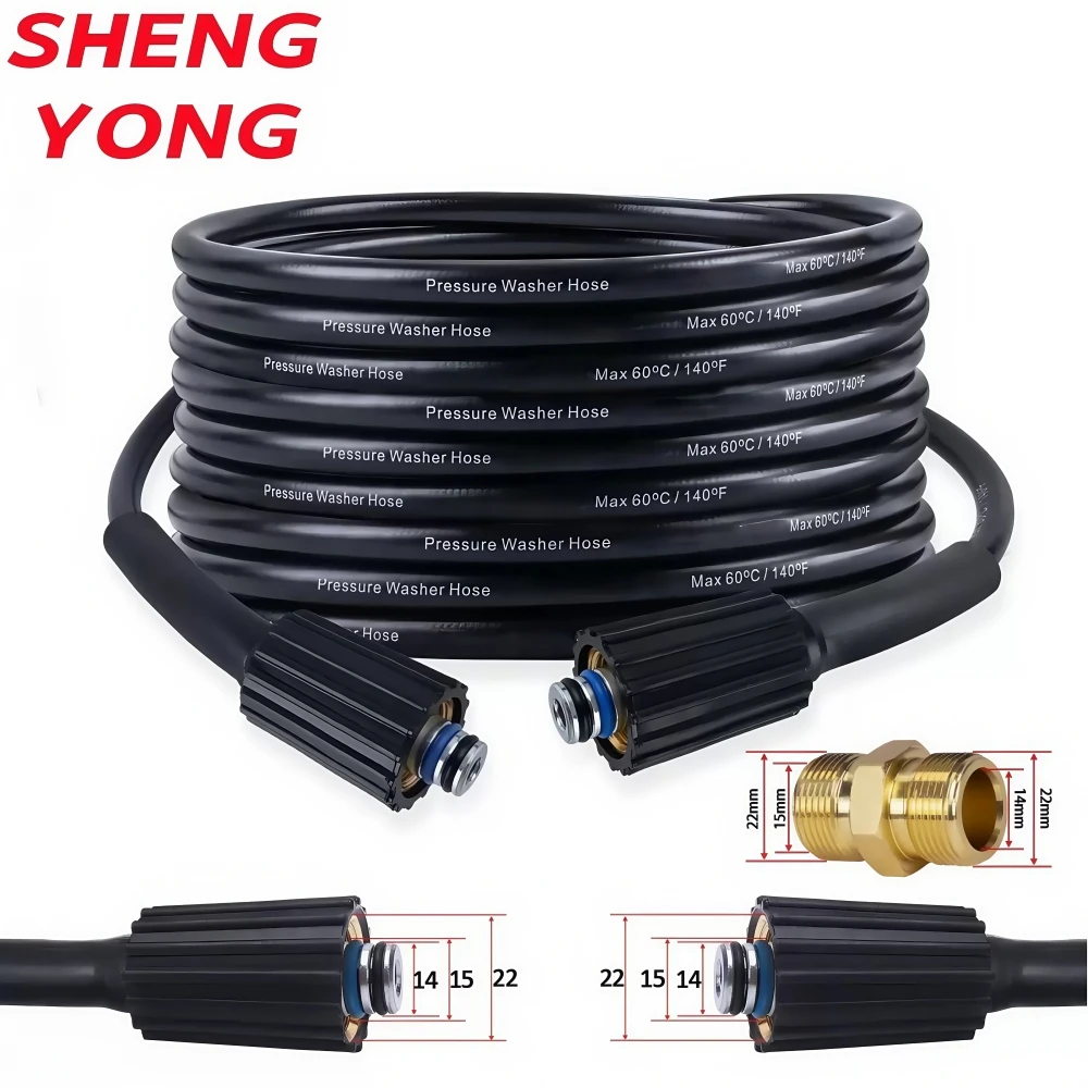 

5~30m Pressure Washer Hose Cord Pipe 6090PSI Car Wash Hose Water Cleaning Extension Hose M22-Pin14/15 for Karcher Interskol