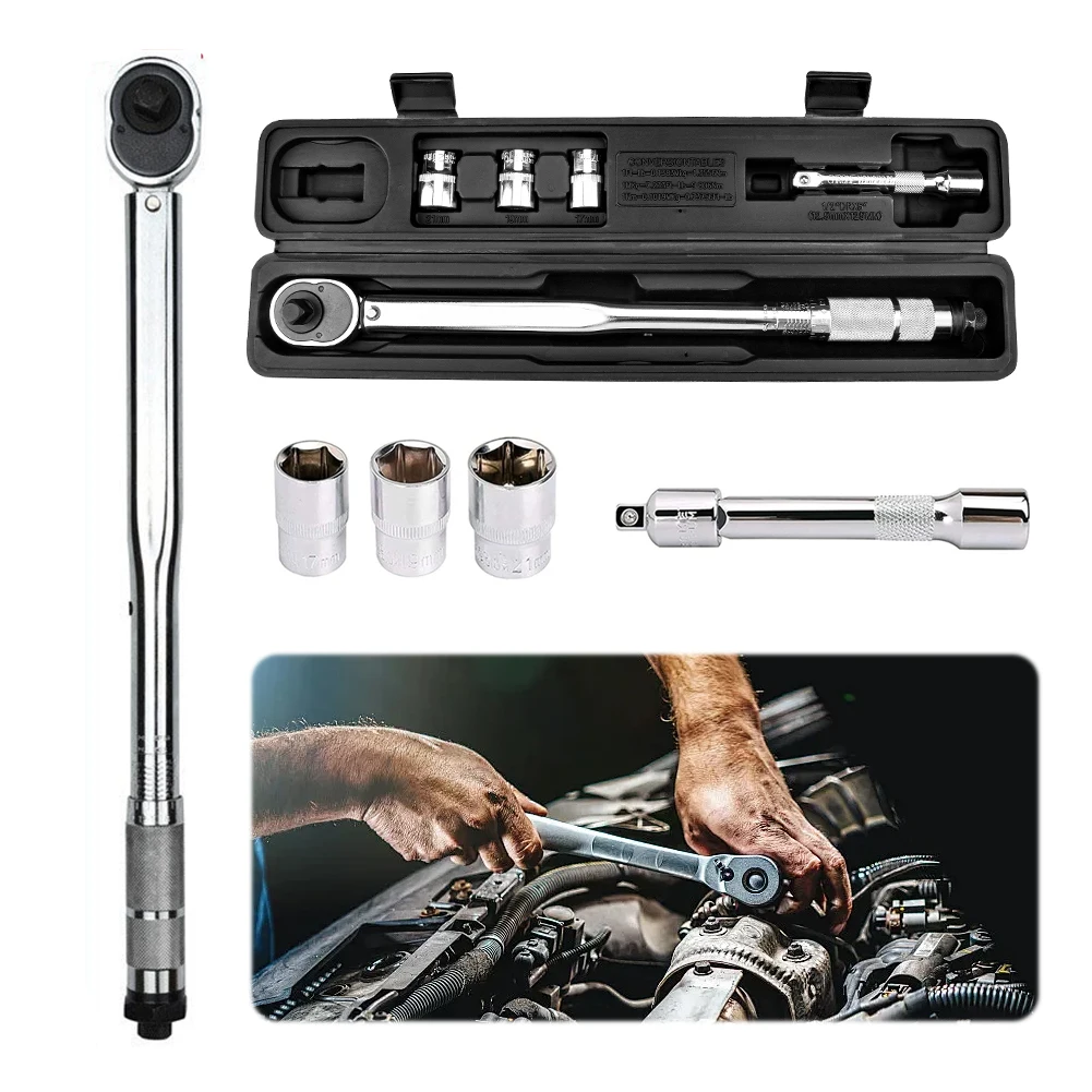 

1/2-Inch Drive Click Torque Wrench Professional Torque Wrench 28-210Nm Click Torque Wrench Bicycle Repair Tool for Car Repair
