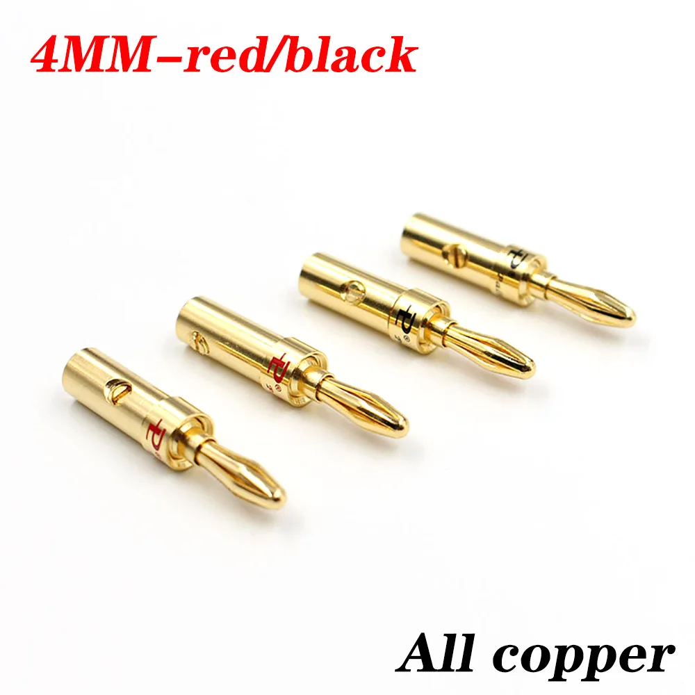 1/2/6pcs Gold Plated Pure Copper Budweise Banana Plug Speaker Plug Audio Adapter for Speaker Wire Amplifier Red/Black