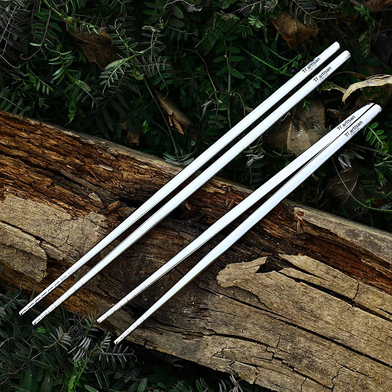 Tiartisan Titanium Camping Tableware Ultralight Portable 195mm/ 230mm Hollow Chopsticks Cutlery For Outdoor Hiking Backpacking view 3