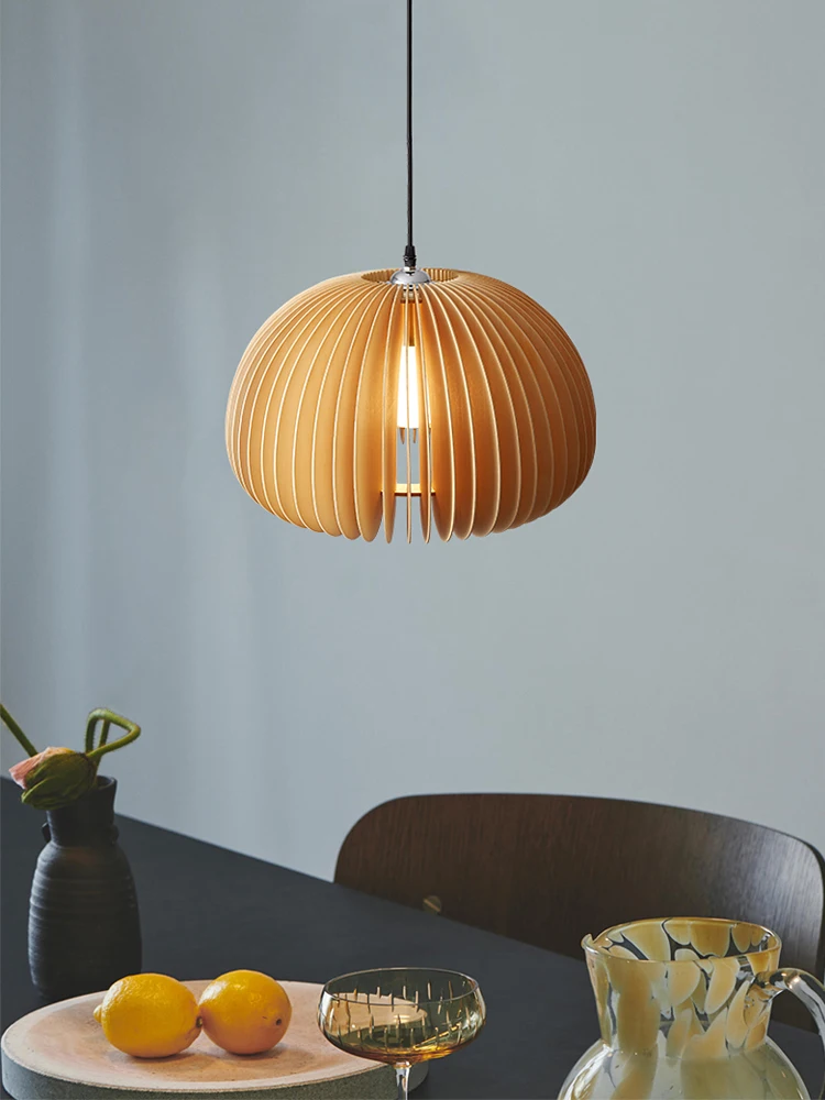 Imagem -04 - Estilo Japonês Vintage Pumpkin Pendant Lights Cabeceira Pendurada Lâmpada de Madeira Modern Dining Home Decor Luminária