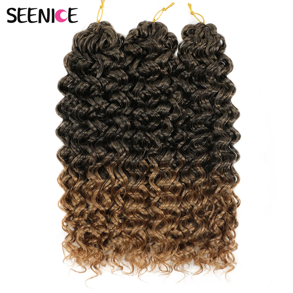 

Ombre Brown GoGo Curl Braiding Hair Extensions Black Blonde Synthetic Ocean Wave Crochet Braids For Women 22Inch Mazo Afro Curls