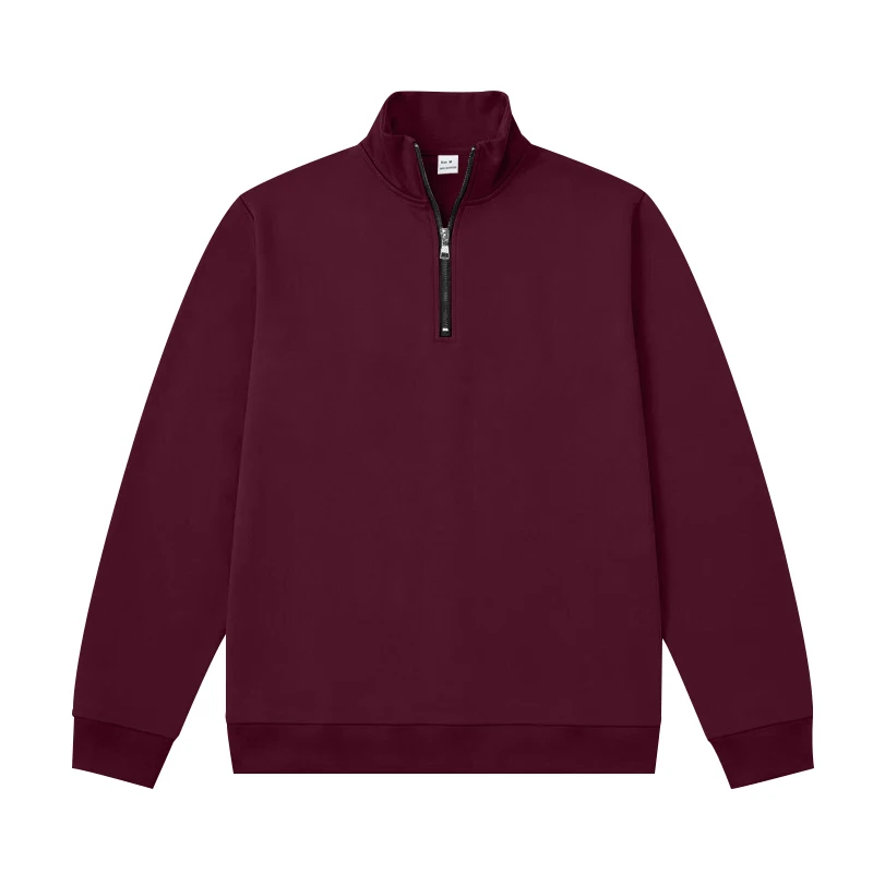 Herren-Sweatshirt mit Fleecefutter für Herbst und Winter, Stehkragen, halber Reißverschluss, langärmelig, einfarbig, warme Freizeitjacke – Detail 28