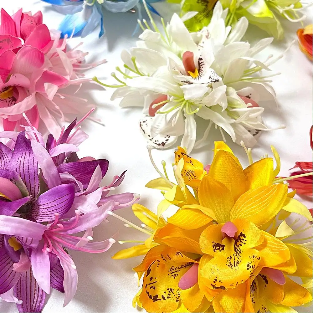 

Chinese Hanfu Barrettes Artificial Floral Hairpin Vacation Beach Hair Accessories Sweet Side Bangs Clip Large Flower Hair Clip