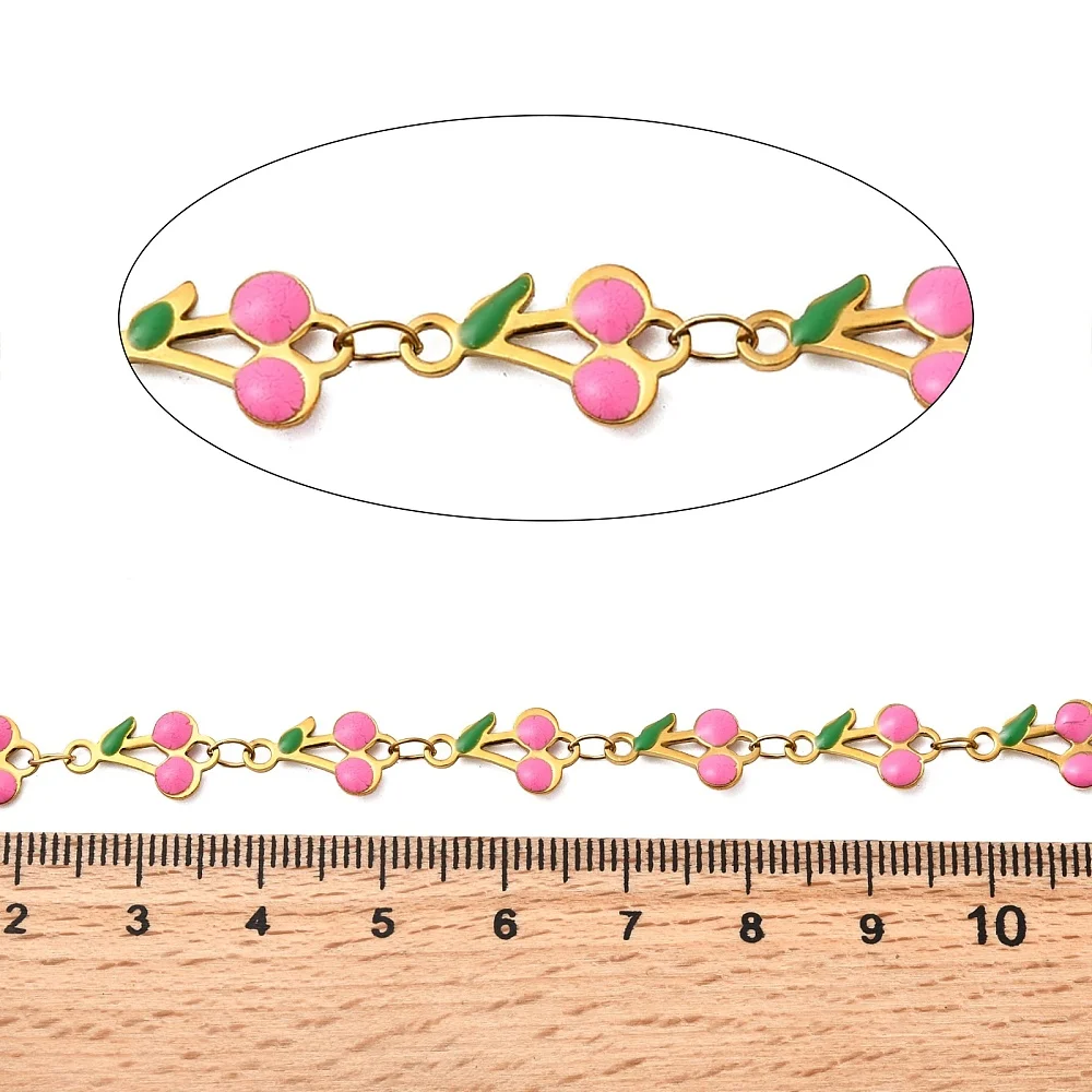 PandaHall 5m/Rolle IP 304 Edelstahl Emaille Kirschblüten-Charm-Kette, gelötet mit Spule für Halsketten- und Armbandherstellung – Detail 19