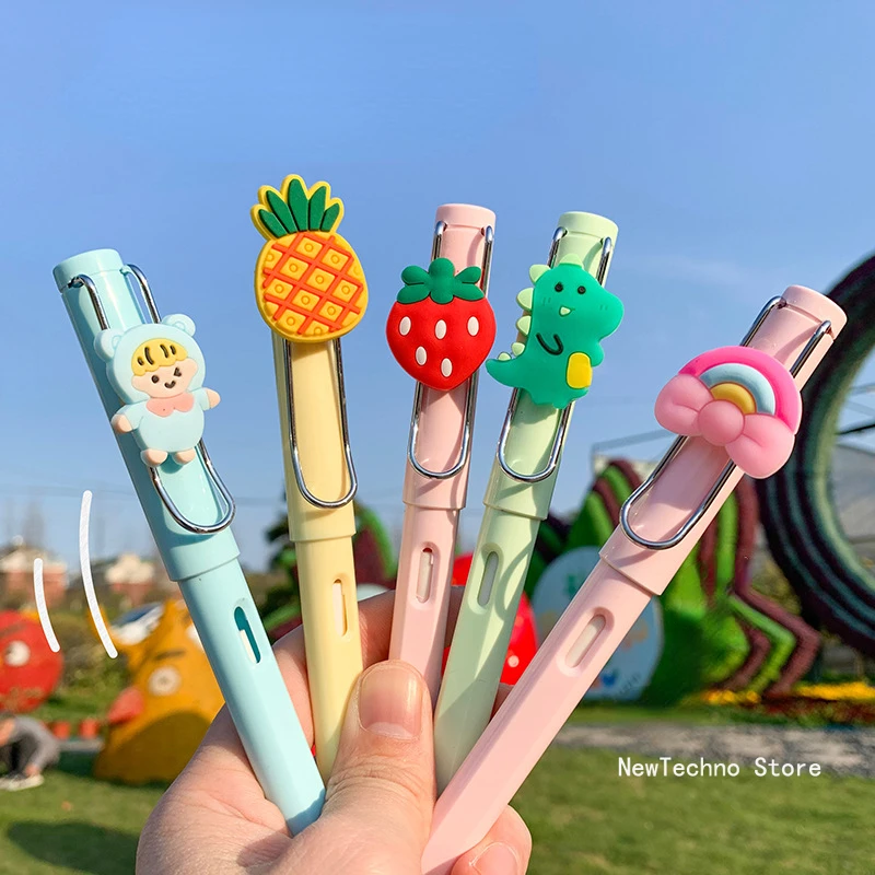 New Cartoon Infinity Pencil with Fruits Animal Decoration Eternal Pencil for Kids Cute Stationery Kawaii School Supplies