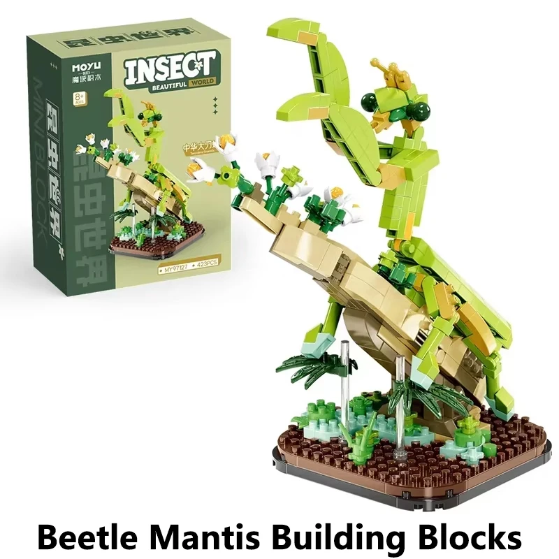 

423/468PCS Animal Model Building Blocks Beetle Mantis Creative Insect DIY Puzzle Blocks Decoration Toys For Children Gifts