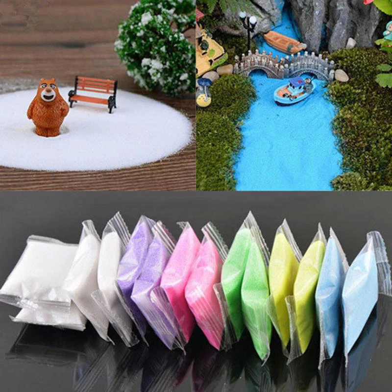 Quartz Sand Fairy Garden Artificial Powder Mini Tree Snow Micro Landscape Decoration Christmas Sand Table Accessories 24g/Pack