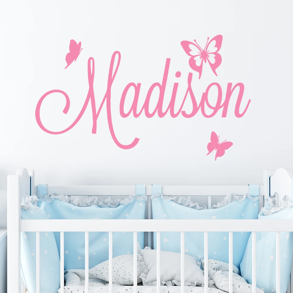 1pc New Design Personalize Custom Name Butterfly Wall Sticker Vinyl Art Home Decor For Wedding  Vinyl Decals