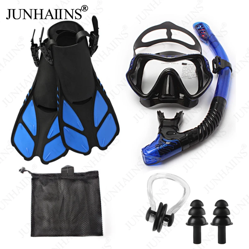 3PCS Set Diving Equipment Diving Mask Breathing Tube Adjustment Diving Fins Anti Fog Snorkeling Set For Water Sports