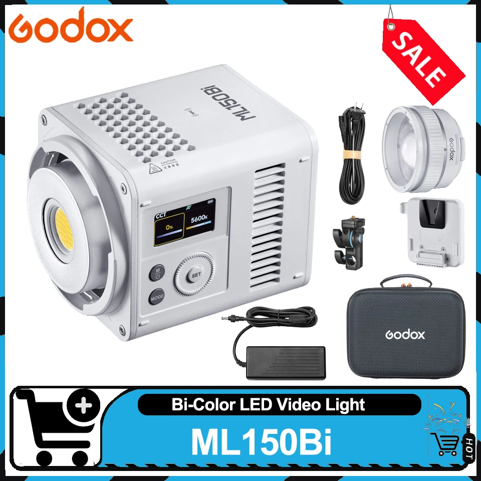 

Godox ML150Bi 2800-6500K Bi-color LED Video Light CRI 96 TLCI 96 Onboard Wireless & App Control for Video Production and Vlog