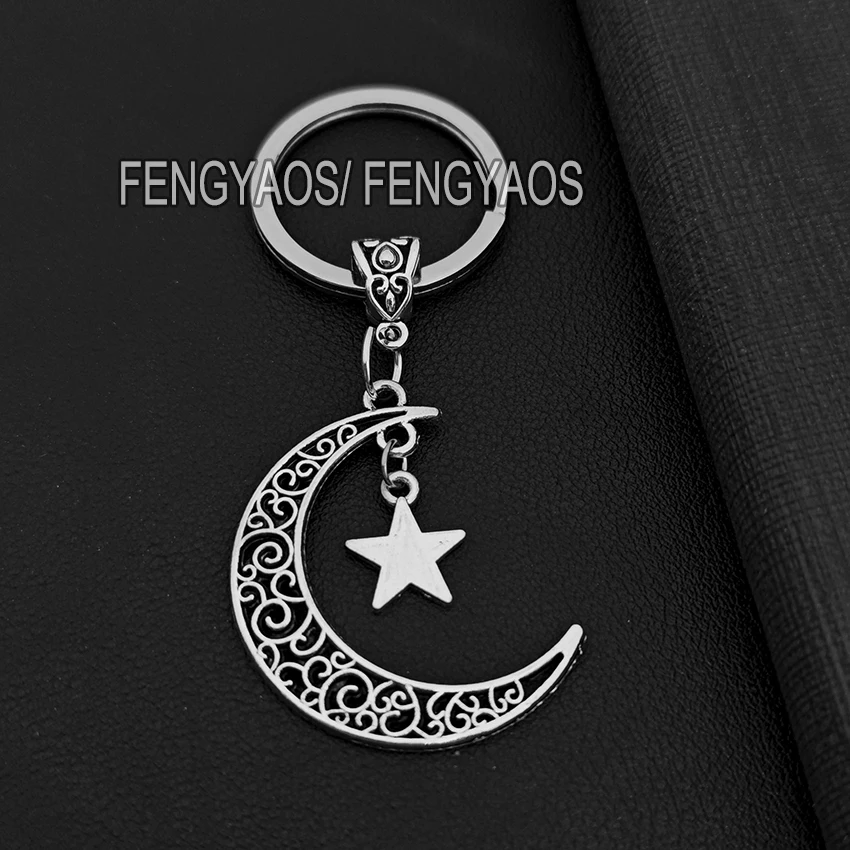 Y2K Keychains Star Moon Metal Key Rings For Women Men Friendship Gift Handbag Decoration Handmade Jewelry