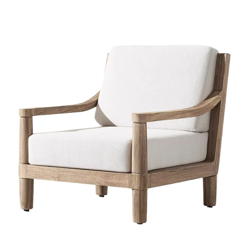 中国製家具クッション付きラウンジセットチーク材ソファテラスセット