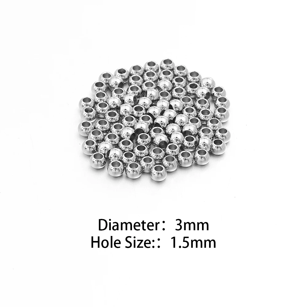 10-100 Stück hochwertige Edelstahlperlen für die Schmuckherstellung, lose Abstandshalter-Rundperlen, DIY-Armband, Halskette, Großhandel, 2-10 mm – Detail 9