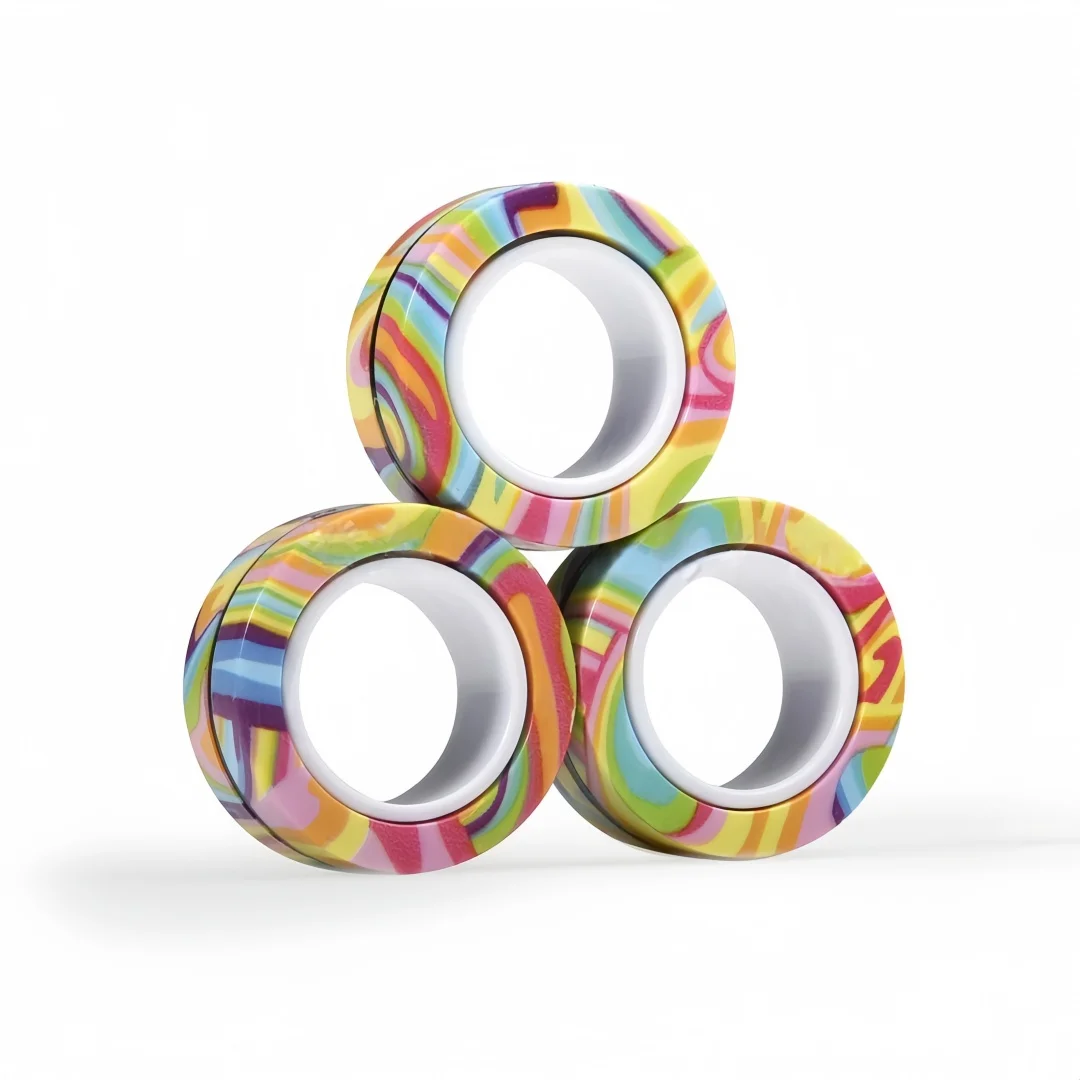 Anelli magnetici Set di giocattoli Fidget Magneti Fidget per adulti Anelli Spinner Fidgetpack Ottimo regalo per adulti Adolescenti Bambini (3 pezzi)
