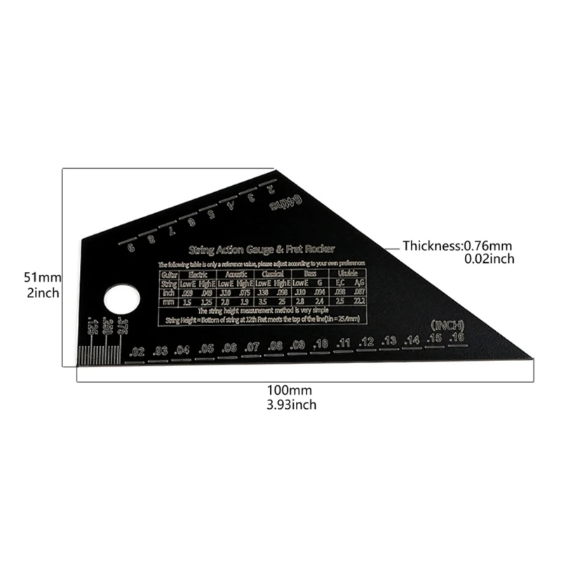 Guitar String Action Rulers Gauges Guitar Fret Leveling Rulers String Height Measurement Tool Fret Catchers Luthier Tool 69HD