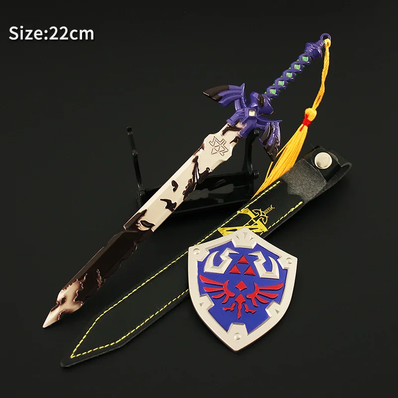 Die Hyrule Fantasie Waffe Held Link Master Schwert Schlüssel bund Schild Modell Spielzeug Anime Spiel Peripherie 22cm Schwert Geschenke Spielzeug für Jungen