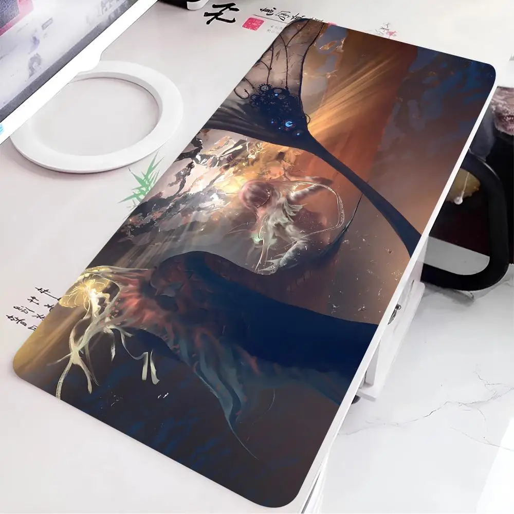 Tappetino per Mouse da ragazza in stile pittura a olio Anime game mause pads cs lol XXL Home HD tappetini da scrivania per Computer tappeto Gamer Office Laptop Soft De