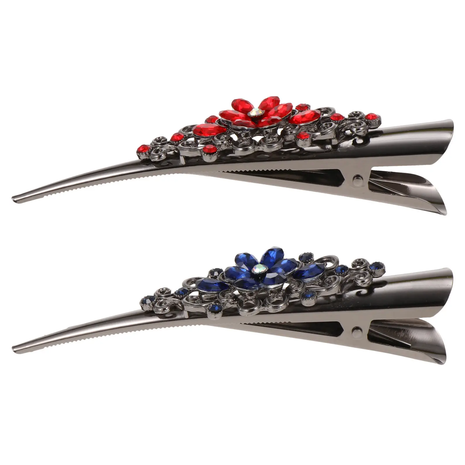 

2Pcs Delicate Headdress Hairpin Alloy Duckbill Clip with Sparkling Rhinestones Comfortable Wear for Wedding Festival Hair