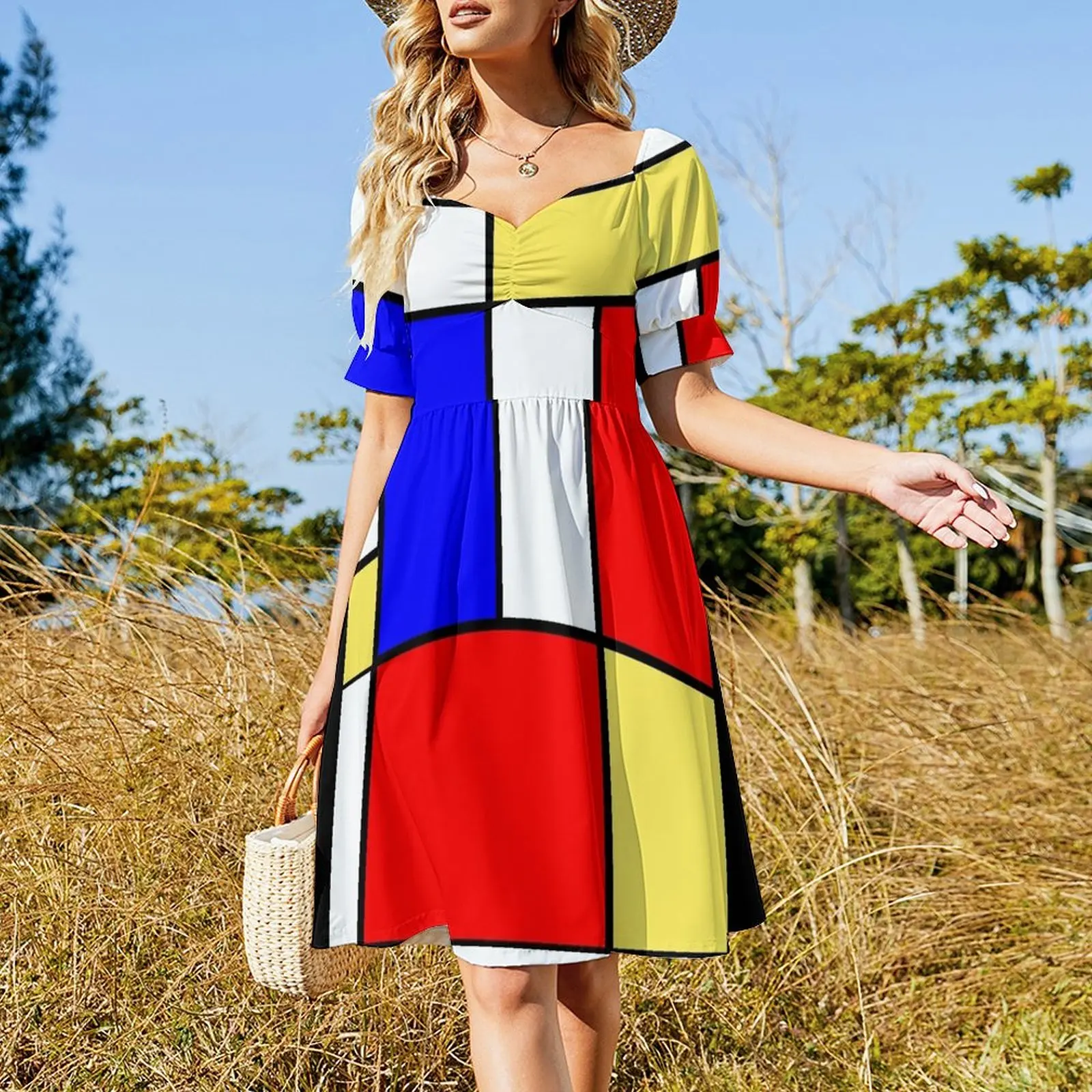 Mod 60s Mondrian Style Short Sleeved Dress summer dresses for women 2025 summer dress daily Dress