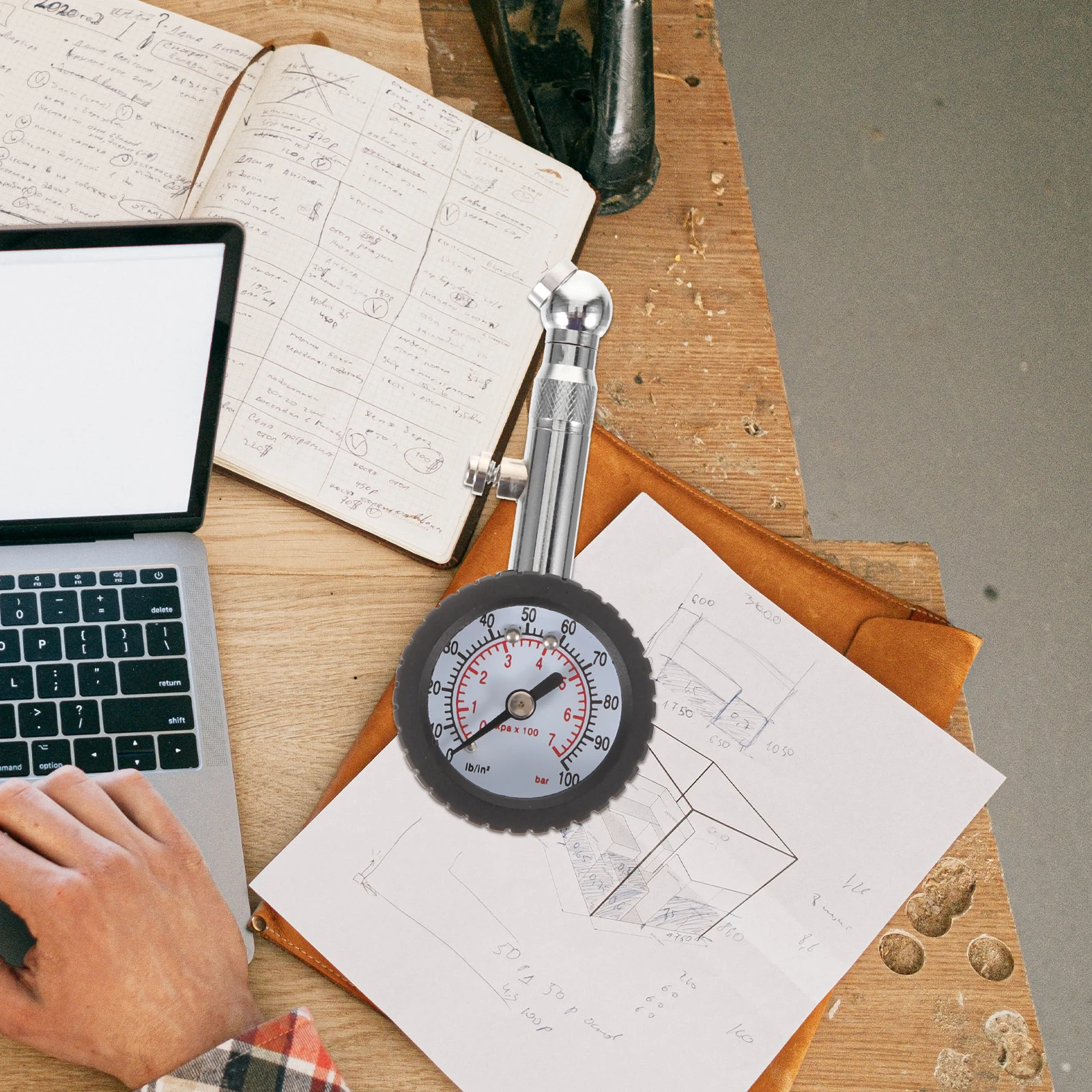 

High Precision 100psi Metal Tire Pressure Gauge for Car Tires Tester Gauges Accurate Detection Real Time Monitoring Lightweight