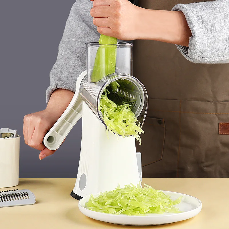 Multi-function Hand Rock Drum Vegetable Cutter Shredded Cheese Kitchen Gadgets Potato Cut Wave Slice Grater