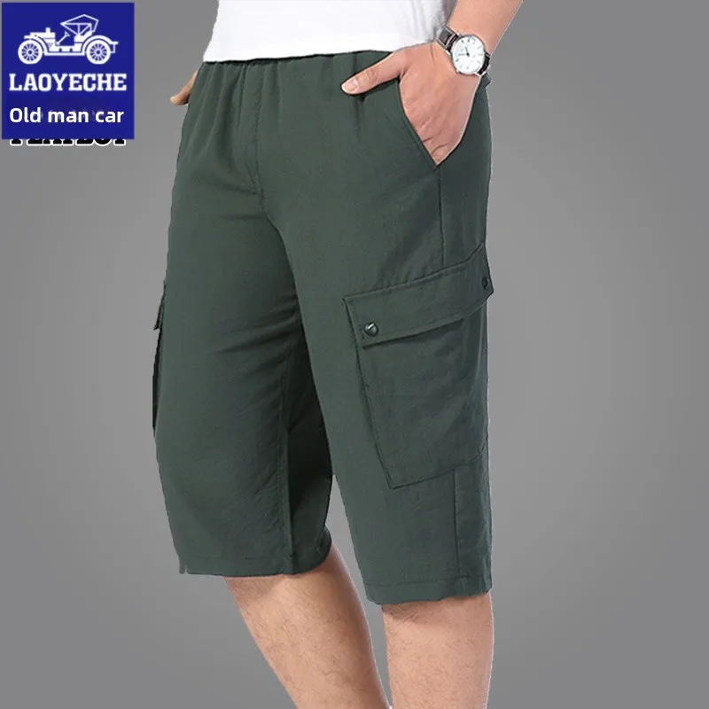 

Loose Casual Men's orts Middle-aged Dad Sle Summer Faion Ci Workwear Pants with kets Straight Leg Thin Model