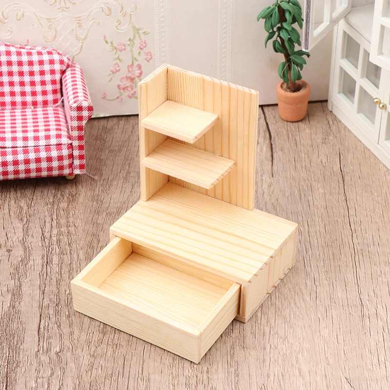 1/12 Dollhouse Miniature Dressing Table Storage Cabinet Model Furniture Accessories For Doll House Decor Kids Pretend Play Toys