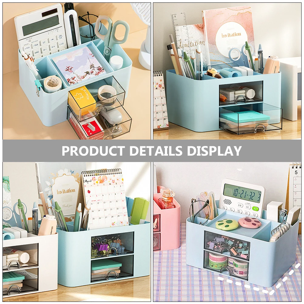 

Drawer Storage Box Sky Blue Stationery Organizer Sundries Boxes Desk Drawer Bedroom Cosmetics Tabletop Container Holder Case