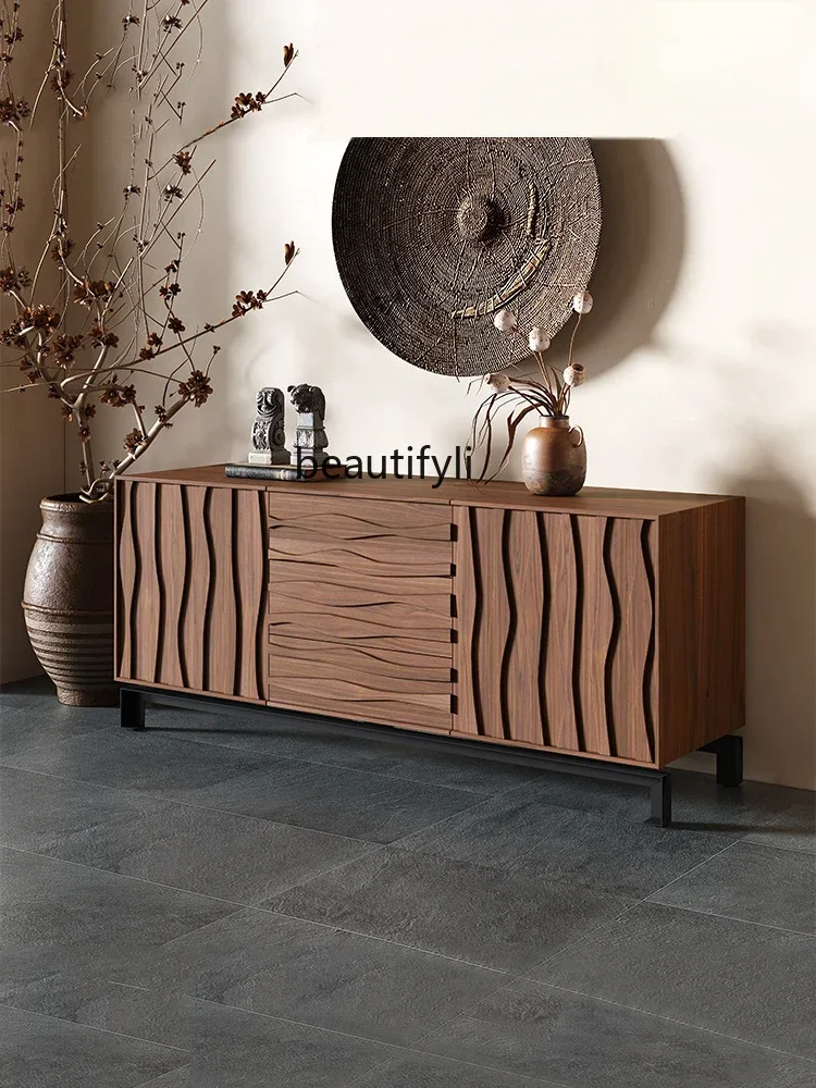 

X188Quiet Style Living Room Solid Wood Dining Side Shoe Cabinet Storage Rack Dining Room Cabinet Storage Entrance Cabinet